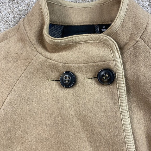 Trouve Womens Wool Bell Sleeve Swing Jacket XS Tan Beige Retro Mod - Picture 3 of 9